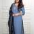 BLUE HANDWORK BEADS NECK Kurti Pant Dupatta Set