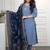 BLUE HANDWORK BEADS NECK Kurti Pant Dupatta Set
