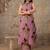 Magenta Striped Floral Sleeveless Cotton Kurta Set