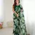 green georgette flowers printed mirror work border saree