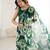 green rich georgette silk With flowers printed Beautiful  Tone  colour Mirror Work boarder saree