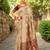 Beige paithani silk blend saree with intricate hand woven and unstitched blouse