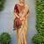 Beige paithani silk blend saree with intricate hand woven and unstitched blouse