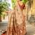 Beige paithani silk blend saree with intricate hand woven and unstitched blouse