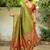 Light green paithani silk blend saree with intricate hand woven and unstitched blouse