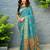 Rama paithani silk blend saree with intricate hand woven and unstitched blouse