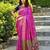 Pink paithani silk blend saree with intricate hand woven and unstitched blouse