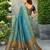 Rama paithani silk blend saree with intricate hand woven and unstitched blouse