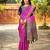 Pink paithani silk blend saree with intricate hand woven and unstitched blouse