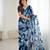 blue rich georgette silk with flowers printed beautiful tone colour mirror work boarder saree
