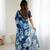 blue rich georgette silk with flowers printed beautiful tone colour mirror work boarder saree