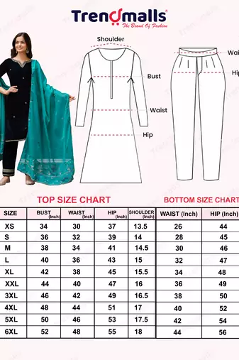 Trendmalls Velvet Embroidery Salwar Suit Set Kurta Pant with Dupatta