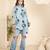 Women's white floral stripe high-low shirt
