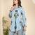 Women's white floral stripe high-low shirt