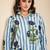 Women's white floral stripe high-low shirt