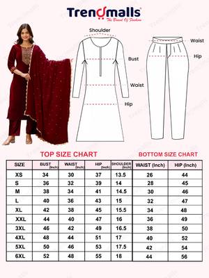 Stunning Maroon Velvet Embroidery Salwar Suit Set Kurta Pant with Dupatta 8