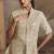Cream embroidery, mirror work, stone & sequins viscos straight kurta palazzo suit -  free size stitching (size upto 42")