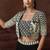 Black embroidery, mirror, stone & sequins work chinnon silk blouse palazzo suit -  free size stitching (size upto 42")