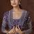 Purple embroidery, mirror, stone & sequins work chinnon silk blouse palazzo suit -  free size stitching (size upto 42")