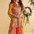 Yellow multi embroidery,sequins & digital printed crep silk cord set palazzo suit -  free size stitching (size upto 42")