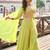 Lime yellow embroidery,sequins work viscos jacquard silk blouse palazzo suit -  free size stitching (size upto 42")