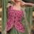 Rani pink embroidery & sequins work chinnon silk long blouse palazzo suit -  free size stitching (size upto 42")
