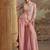 Rose pink embroidery, mirror work,sequins viscos straight kurta palazzo suit -  free size stitching (size upto 42")