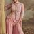 Rose pink embroidery, mirror work,sequins viscos straight kurta palazzo suit -  free size stitching (size upto 42")