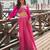 Rani pink embroidery hand& sequins work viscos jacquard silk blouse palazzo suit -  free size stitching (size upto 42")