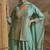 Sea green embroidery, mirror stone & sequins viscos straight kurta palazzo suit -  free size stitching (size upto 42")