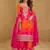 Orange & pink embroidery, mirror,gota work,chinnon silk straight sharara suit-free size stitching (size upto 42")