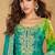 Lime green & blue  embroidery, mirror, gota work,chinnon silk straight sharara suit- free size stitching (size upto 42")