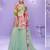 Multicolorembroidered, mirror work & printed chinnon straight palazzo suit-free size stitching (size upto 42")
