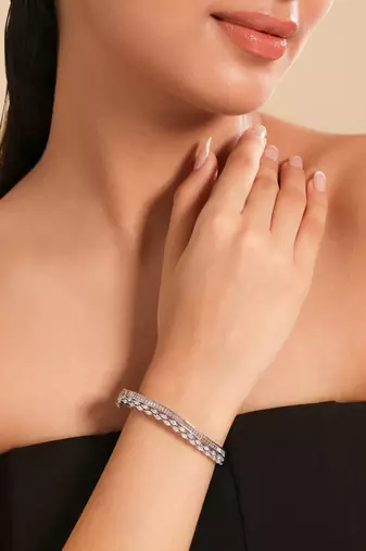 American diamond celeste curve openable bracelet