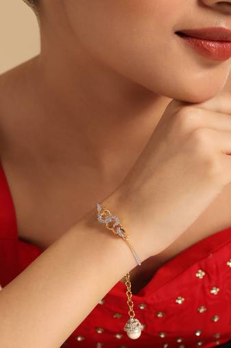 American diamond gleam pearl drop bracelet