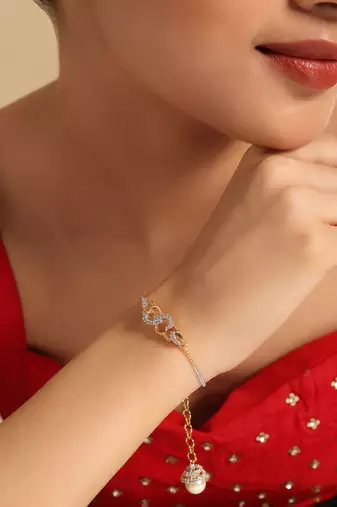 American diamond gleam pearl drop bracelet