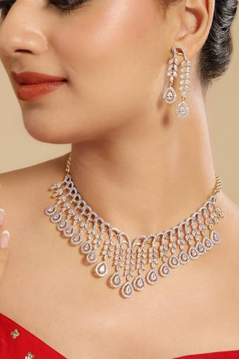 American diamond drop radiance necklace set