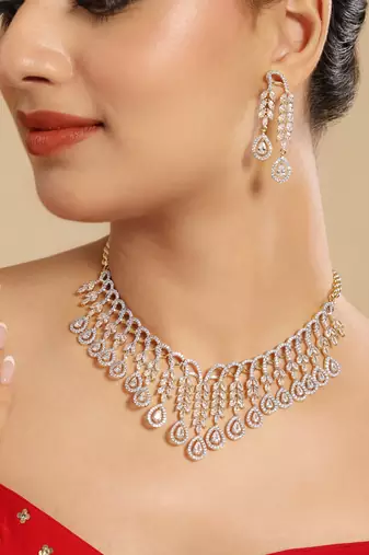 American diamond drop radiance necklace set