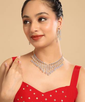 American diamond drop radiance necklace set 2