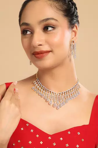 American diamond drop radiance necklace set