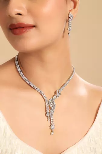 American diamond stellar grace necklace set
