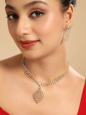 American diamond leaflet spark necklace set 1