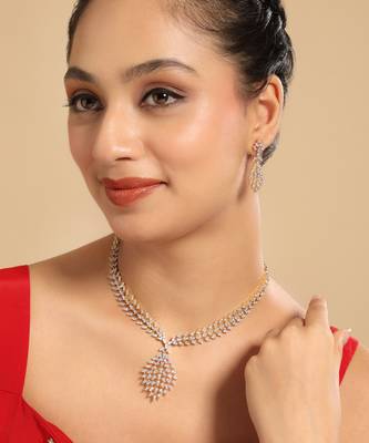 American diamond leaflet spark necklace set 2