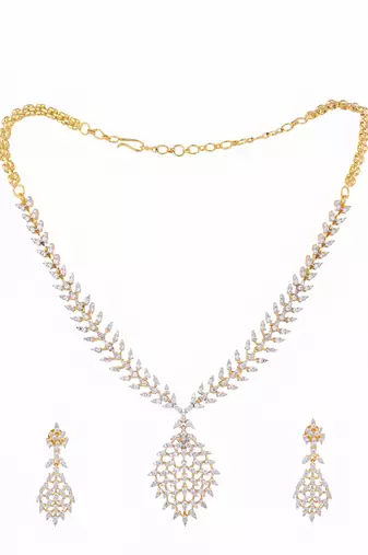 American diamond leaflet spark necklace set