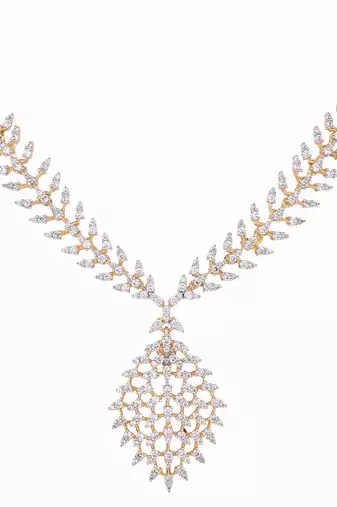 American diamond leaflet spark necklace set