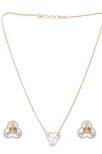 American diamond cleo minimal drop necklace set
