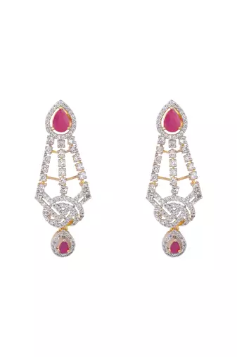 American diamond crimson knot necklace set