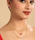 American diamond ruby airia layered necklace set