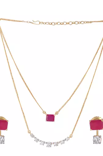 American diamond ruby airia layered necklace set
