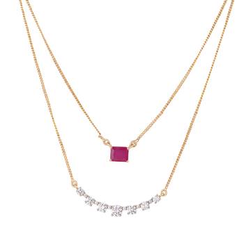 American diamond ruby airia layered necklace set 4